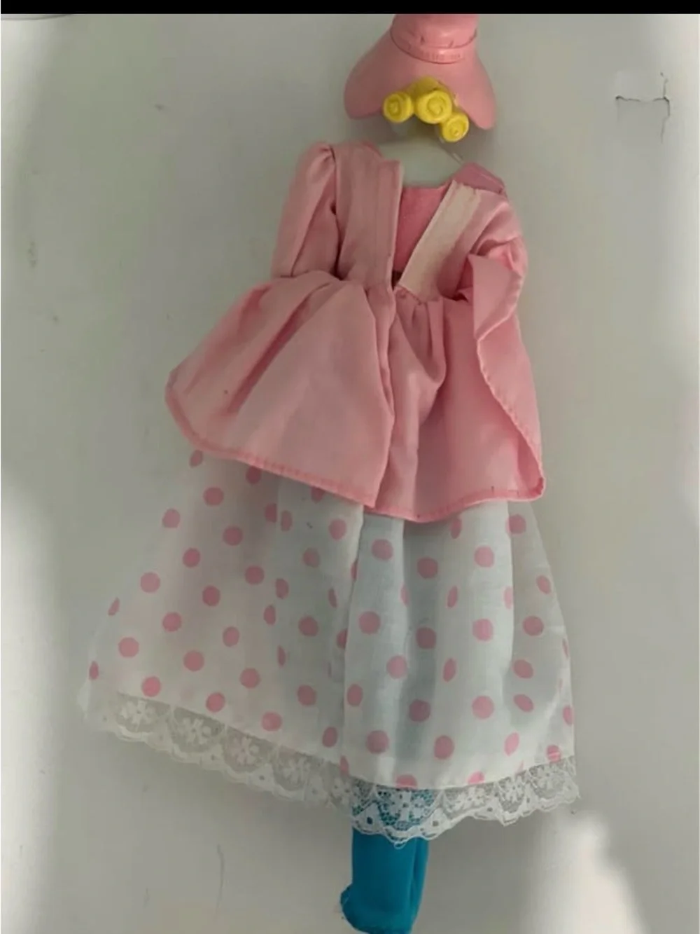 Pink Polka Dot Kids Dress with Blue Bodice